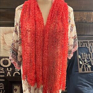 Elegant Coral Colored Women's Scarf with raised accents